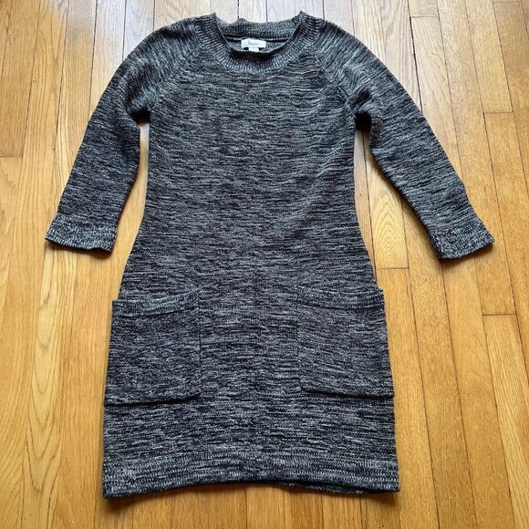 Neiman Marcus Size M Gray Cotton Long Sleeve Round Neck Knit Dress - Picture 8 of 15